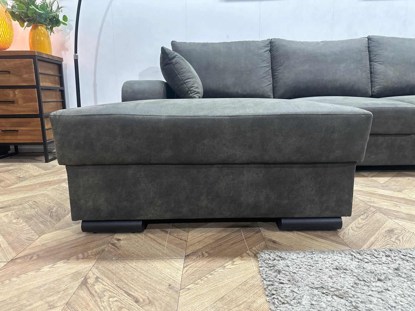 !Showroommodel! Antraciet Suède Stoffen U Zetel