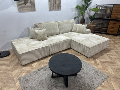 !Showroommodel! Crème Ribstof Design Hoekzetel