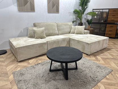 !Showroommodel! Crème Ribstof Design Hoekzetel