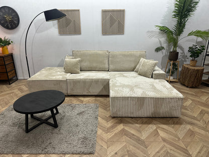 !Showroommodel! Crème Ribstof Design Hoekzetel