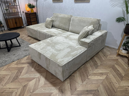 !Showroommodel! Crème Ribstof Design Hoekzetel