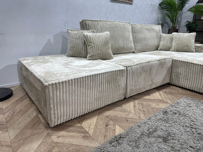 !Showroommodel! Crème Ribstof Design Hoekzetel