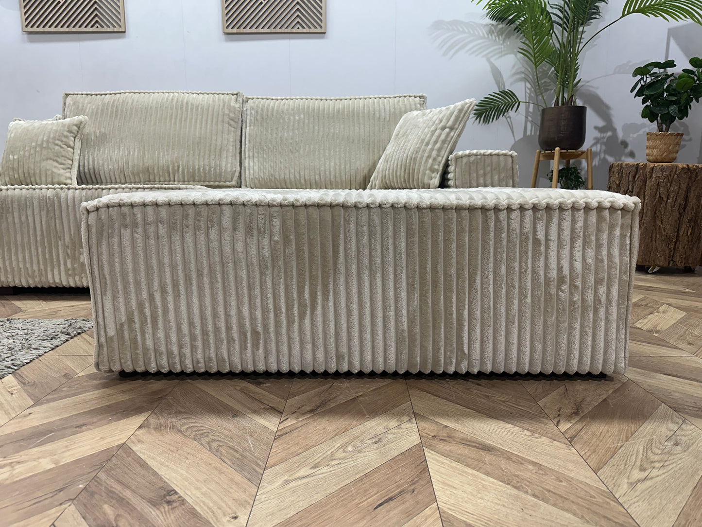 !Showroommodel! Crème Ribstof Design Hoekzetel