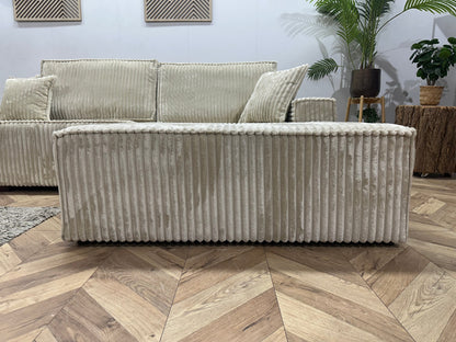 !Showroommodel! Crème Ribstof Design Hoekzetel