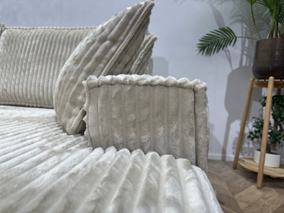 !Showroommodel! Crème Ribstof Design Hoekzetel
