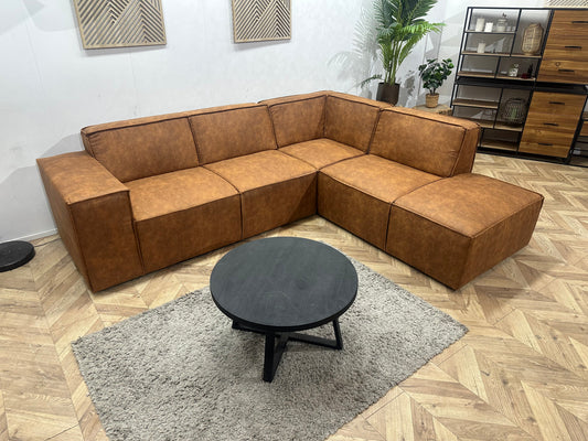 !Showroommodel! Cognac Bruine Suède Stoffen Hoekzetel
