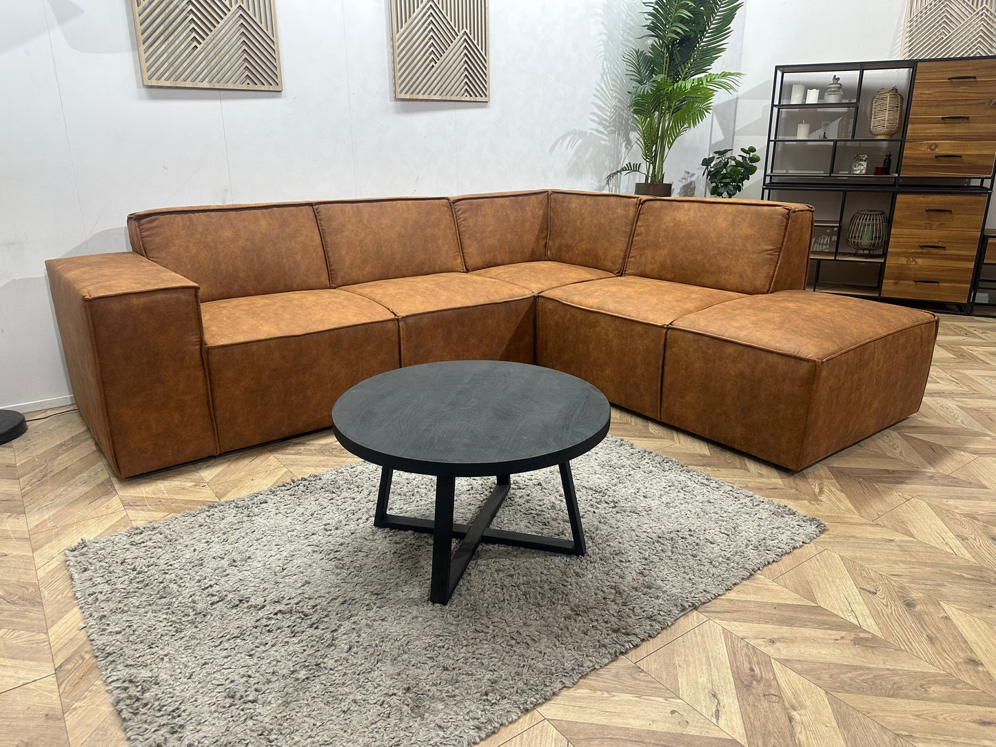 !Showroommodel! Cognac Bruine Suède Stoffen Hoekzetel