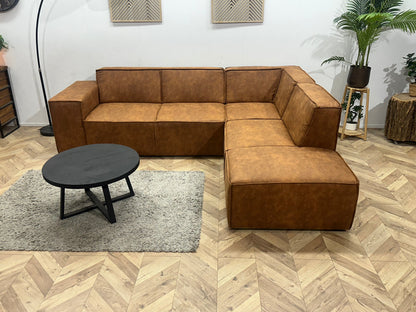 !Showroommodel! Cognac Bruine Suède Stoffen Hoekzetel
