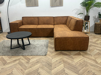 !Showroommodel! Cognac Bruine Suède Stoffen Hoekzetel
