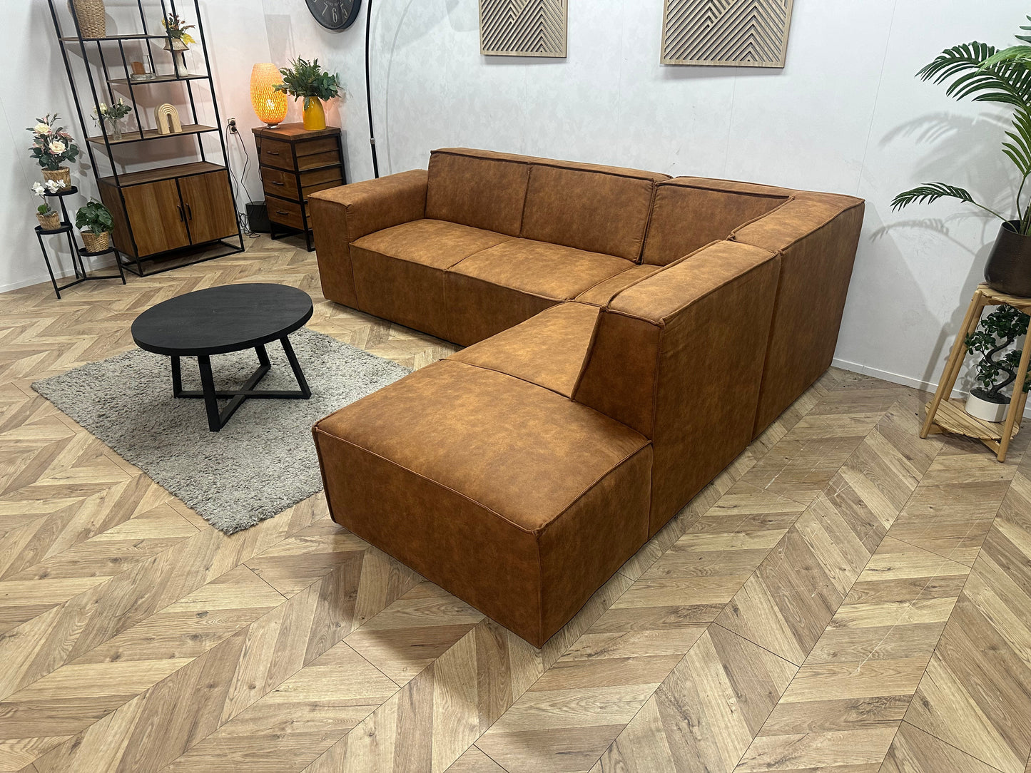 !Showroommodel! Cognac Bruine Suède Stoffen Hoekzetel
