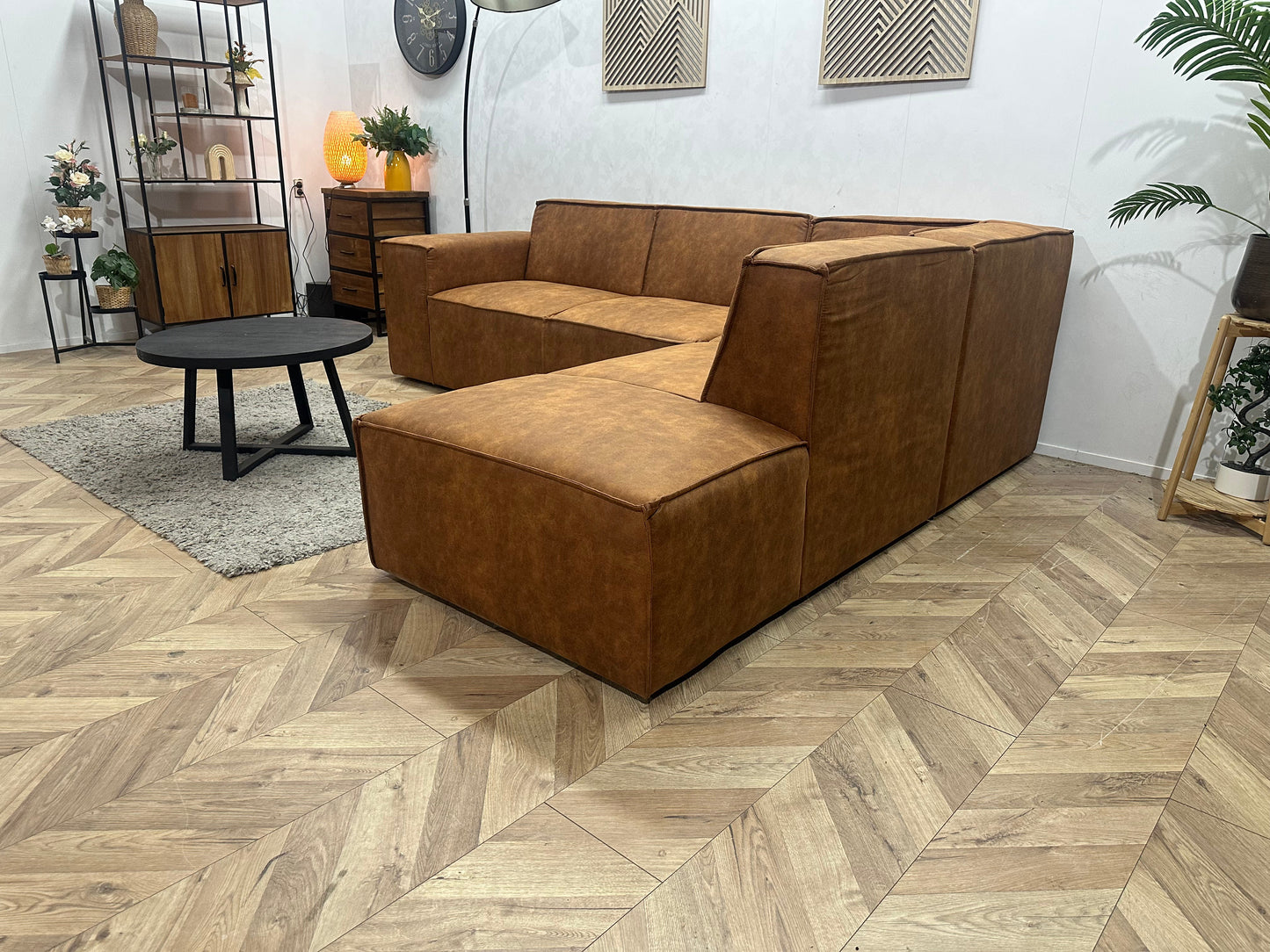 !Showroommodel! Cognac Bruine Suède Stoffen Hoekzetel