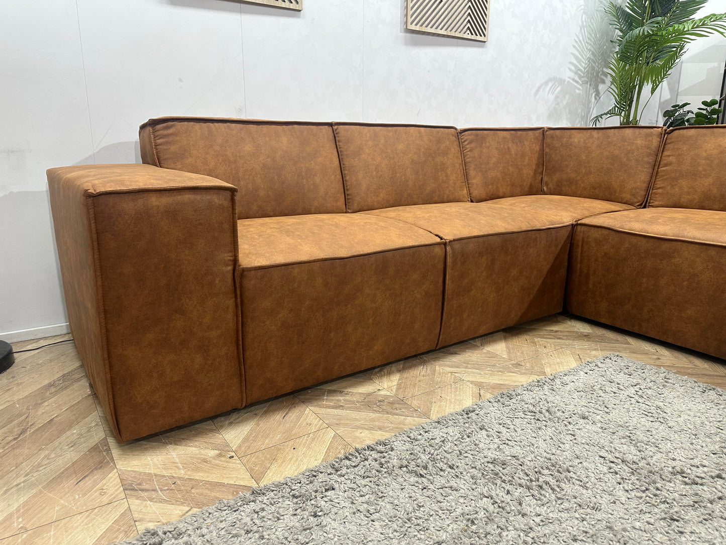 !Showroommodel! Cognac Bruine Suède Stoffen Hoekzetel