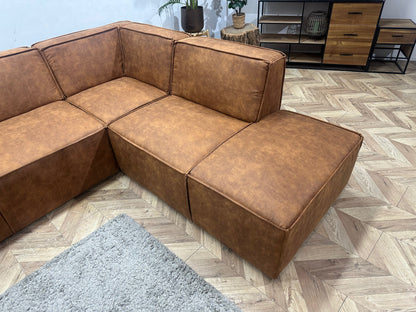 !Showroommodel! Cognac Bruine Suède Stoffen Hoekzetel