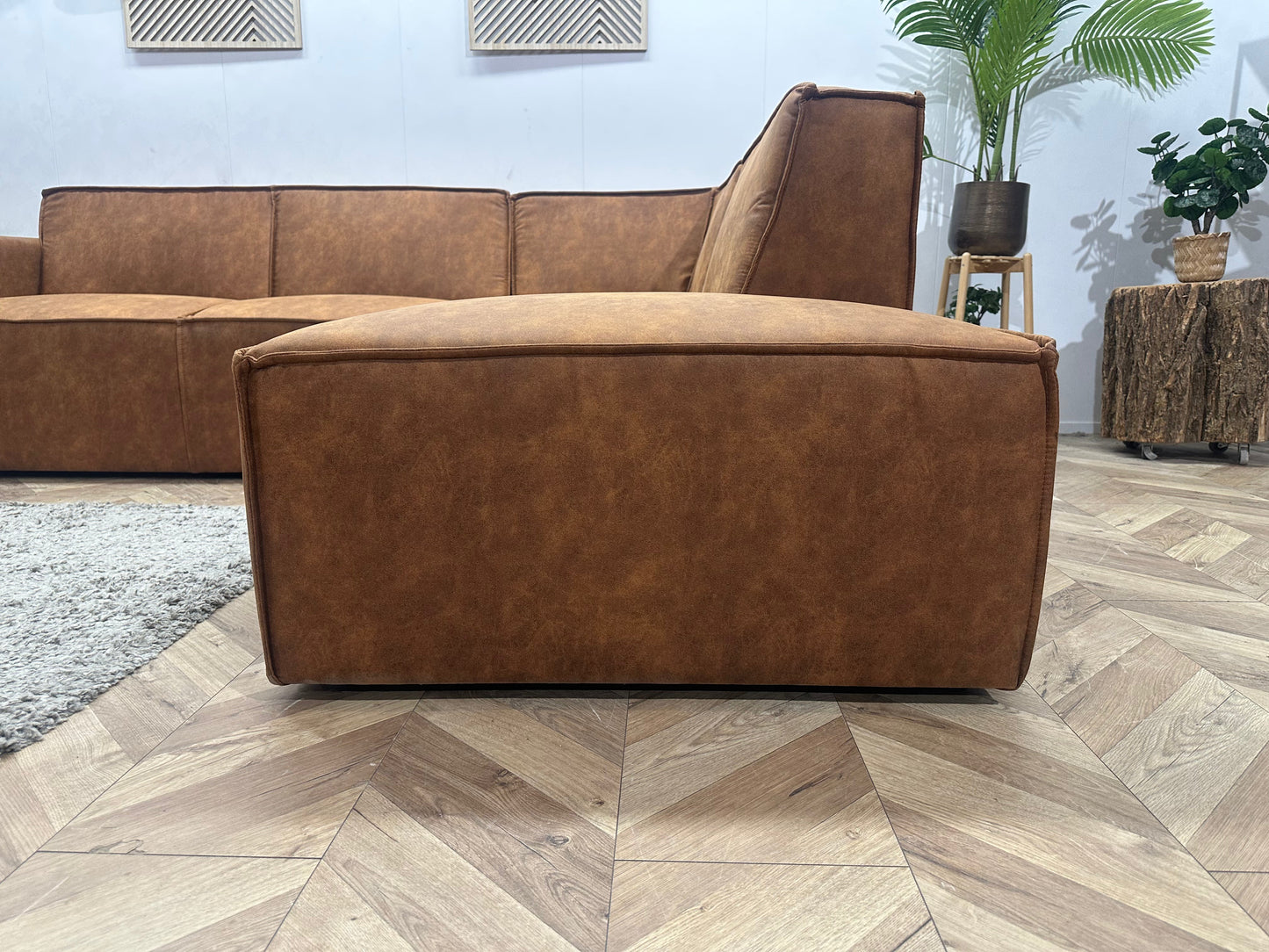 !Showroommodel! Cognac Bruine Suède Stoffen Hoekzetel