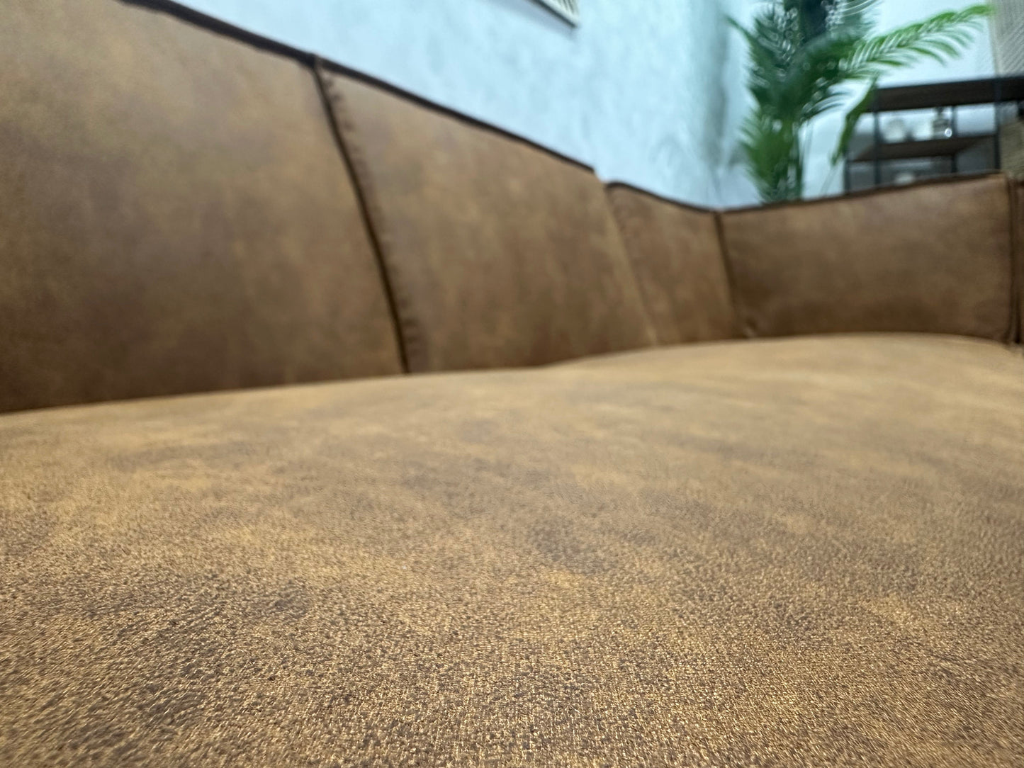 !Showroommodel! Cognac Bruine Suède Stoffen Hoekzetel
